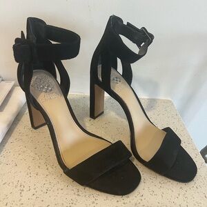 Vince Camuto Black suede heel sandals, size 7.5
